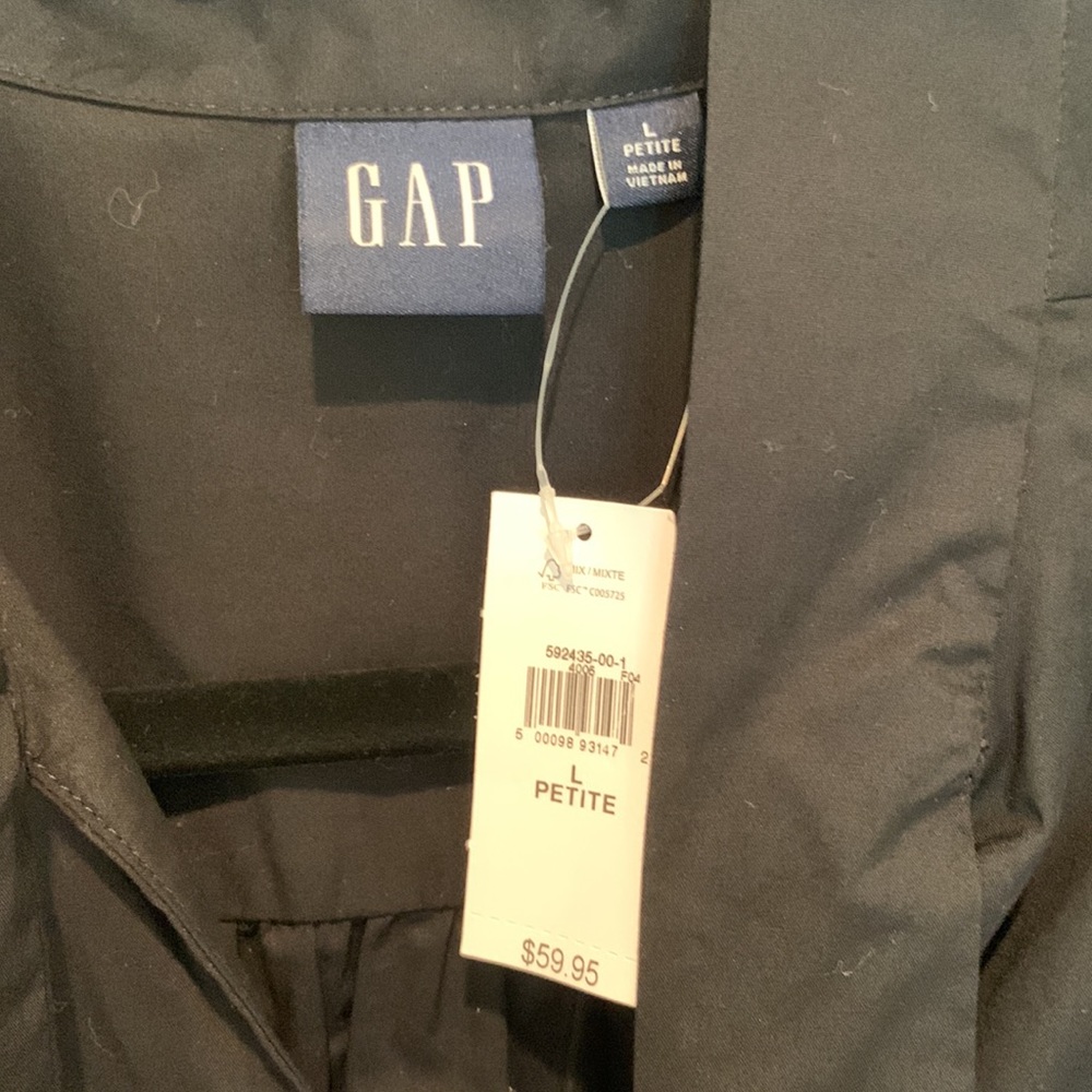 Gap Black Tie Neck Button Down Top - image 3
